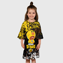 Платье клеш для девочки BRAWL STARS SALLY LEON БРЫЗГИ КРАСОК, цвет: 3D-принт — фото 2