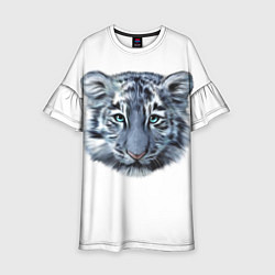 Платье клеш для девочки Взгляд белого тигра, цвет: 3D-принт