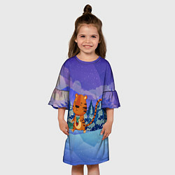 Платье клеш для девочки Тигр - менеджер, цвет: 3D-принт — фото 2