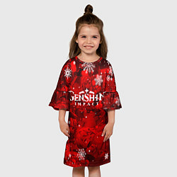 Платье клеш для девочки ГЕНШИН ИМПАКТ НОВЫЙ ГОД АРТ 2022 GENSHIN IMPACT НО, цвет: 3D-принт — фото 2