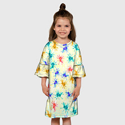 Платье клеш для девочки Аксолотль Паттерн Лимонный, цвет: 3D-принт — фото 2