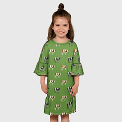 Платье клеш для девочки Живописные коровы на лугу паттерн, цвет: 3D-принт — фото 2
