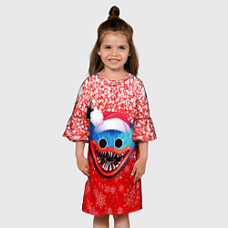 Платье клеш для девочки POPPY PLAYTIME ХАГИ ВАГИ НОВОГОДНИЙ, СНЕЖИНКИ, цвет: 3D-принт — фото 2