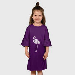 Платье клеш для девочки Фламинго в сиреневом, цвет: 3D-принт — фото 2