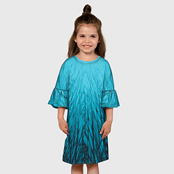 Платье клеш для девочки Коллекция Rays Лучи Голубой и черный Абстракция 65, цвет: 3D-принт — фото 2
