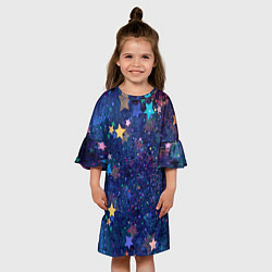 Платье клеш для девочки Звездное небо мечтателя, цвет: 3D-принт — фото 2