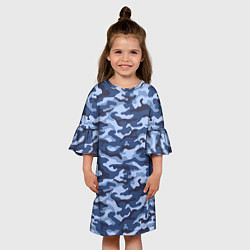 Платье клеш для девочки Синий Камуфляж Camouflage, цвет: 3D-принт — фото 2