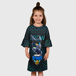 Платье клеш для девочки Ворон Меха BRAWL STARS соты, цвет: 3D-принт — фото 2