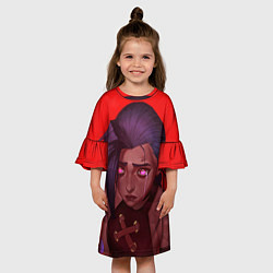 Платье клеш для девочки Arcane - League Of Legends Jinx red, цвет: 3D-принт — фото 2