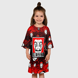 Платье клеш для девочки Бумажный дом паттерн, цвет: 3D-принт — фото 2