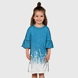 Платье клеш для девочки Коллекция Зимняя сказка Снег Абстракция S-1, цвет: 3D-принт — фото 2