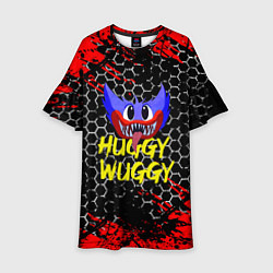 Платье клеш для девочки Huggy Wuggy соты, цвет: 3D-принт