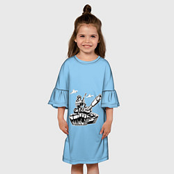 Платье клеш для девочки Танкота небесно-голубой, цвет: 3D-принт — фото 2