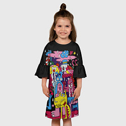 Платье клеш для девочки Разноцветные монстры, цвет: 3D-принт — фото 2