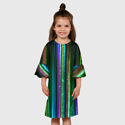 Платье клеш для девочки Свет неоновой радуги, цвет: 3D-принт — фото 2