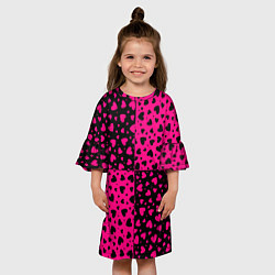 Платье клеш для девочки Черно-Розовые сердца, цвет: 3D-принт — фото 2