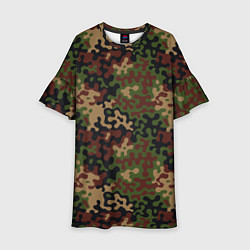 Платье клеш для девочки Военный Камуфляж Military, цвет: 3D-принт