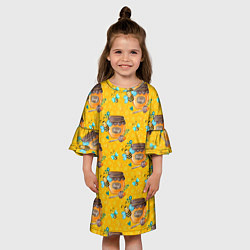 Платье клеш для девочки Мед и пчелы, цвет: 3D-принт — фото 2