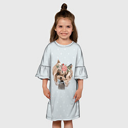 Платье клеш для девочки Йоркширский терьер пастель, цвет: 3D-принт — фото 2
