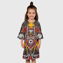 Платье клеш для девочки Этника Волк Узоры, цвет: 3D-принт — фото 2