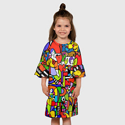 Платье клеш для девочки Romero Britto - love collage, цвет: 3D-принт — фото 2