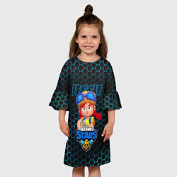 Платье клеш для девочки Джесси Jessie BRAWL STARS соты, цвет: 3D-принт — фото 2