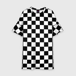 Платье клеш для девочки Chess Squares Cubes, цвет: 3D-принт