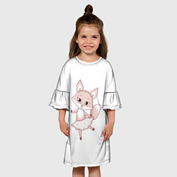 Платье клеш для девочки Розовая лиса, цвет: 3D-принт — фото 2