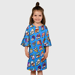 Платье клеш для девочки Особые редкие значки Бравл Пины синий фон Brawl St, цвет: 3D-принт — фото 2