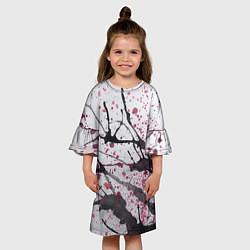 Платье клеш для девочки Сакура цветёт рисунок акварелью, цвет: 3D-принт — фото 2