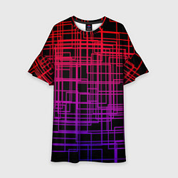 Платье клеш для девочки Кривая клетка, цвет: 3D-принт