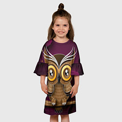 Платье клеш для девочки Сказочная совушка, цвет: 3D-принт — фото 2