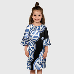 Платье клеш для девочки Volkswagen logo Pattern, цвет: 3D-принт — фото 2