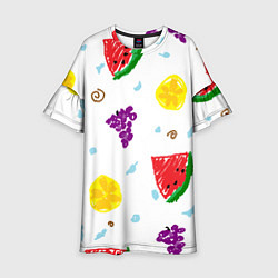 Платье клеш для девочки Пиксельные фрукты, цвет: 3D-принт