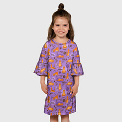 Платье клеш для девочки Кошачья Йога, цвет: 3D-принт — фото 2