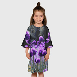 Платье клеш для девочки Цветущая лесная поляна, цвет: 3D-принт — фото 2