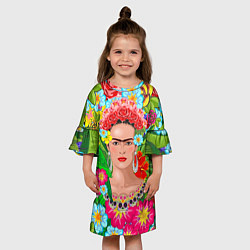 Платье клеш для девочки Фрида Кало Мексика Художник Феминист 3D, цвет: 3D-принт — фото 2