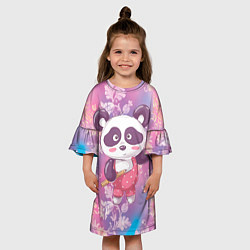Платье клеш для девочки Милая панда детский, цвет: 3D-принт — фото 2
