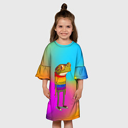 Платье клеш для девочки Радужная лягушка Rainbow Frog, цвет: 3D-принт — фото 2