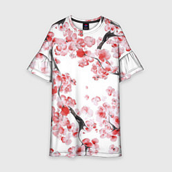 Платье клеш для девочки Ранняя сакура, цвет: 3D-принт