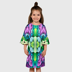 Платье клеш для девочки Калейдоскоп паттерн, цвет: 3D-принт — фото 2