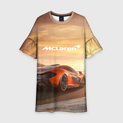 Платье клеш для девочки McLaren - легендарная гоночная команда!, цвет: 3D-принт