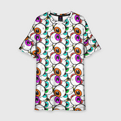Платье клеш для девочки Глаза разноцветные, цвет: 3D-принт