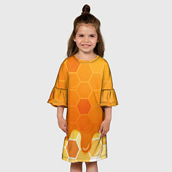 Платье клеш для девочки Мёд от пчёл, цвет: 3D-принт — фото 2