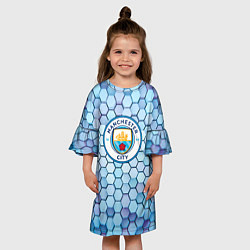 Платье клеш для девочки Манчестер сити manchester city 3D, цвет: 3D-принт — фото 2