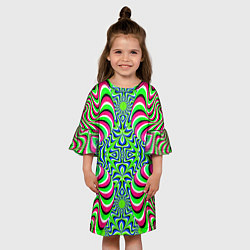 Платье клеш для девочки Оптическая Иллюзия Движение Галлюцинаций, цвет: 3D-принт — фото 2