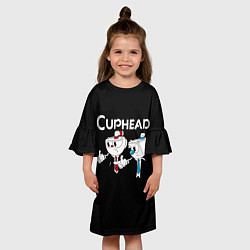 Платье клеш для девочки Cuphead грозные ребята из Криминального чтива, цвет: 3D-принт — фото 2