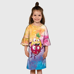 Платье клеш для девочки Лимон и сердечко, цвет: 3D-принт — фото 2