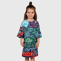 Платье клеш для девочки Лоскуты Бандан, цвет: 3D-принт — фото 2