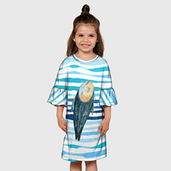 Платье клеш для девочки Рыба с человеческим лицом, цвет: 3D-принт — фото 2